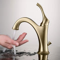 KRAUS KBF-1201BG Arlo Single Handle Basin Bathroom Faucet with Lift Rod Drain and Deck Plate, Brushed Gold