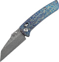 KANSEPT Elite Main Street Pocket Knife, 3.36'' Damascus Tanto Blade, Titanium with Lightning Strike Finish Handle with Thumb Stud,Clip for EDC, Men Gift Camping Survival Folding knives K1015V6
