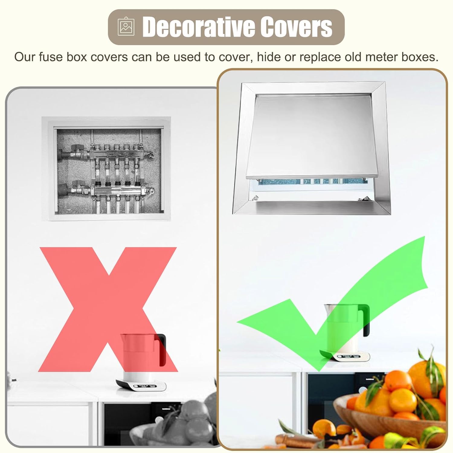 Locking Replacement Electric Meter Box Cover - Horizontal Breaker Box Lid for Hidden Fuse/Distribution Box, Access Cover (43cm/16.9') - Durable & Weatherproof Solution
