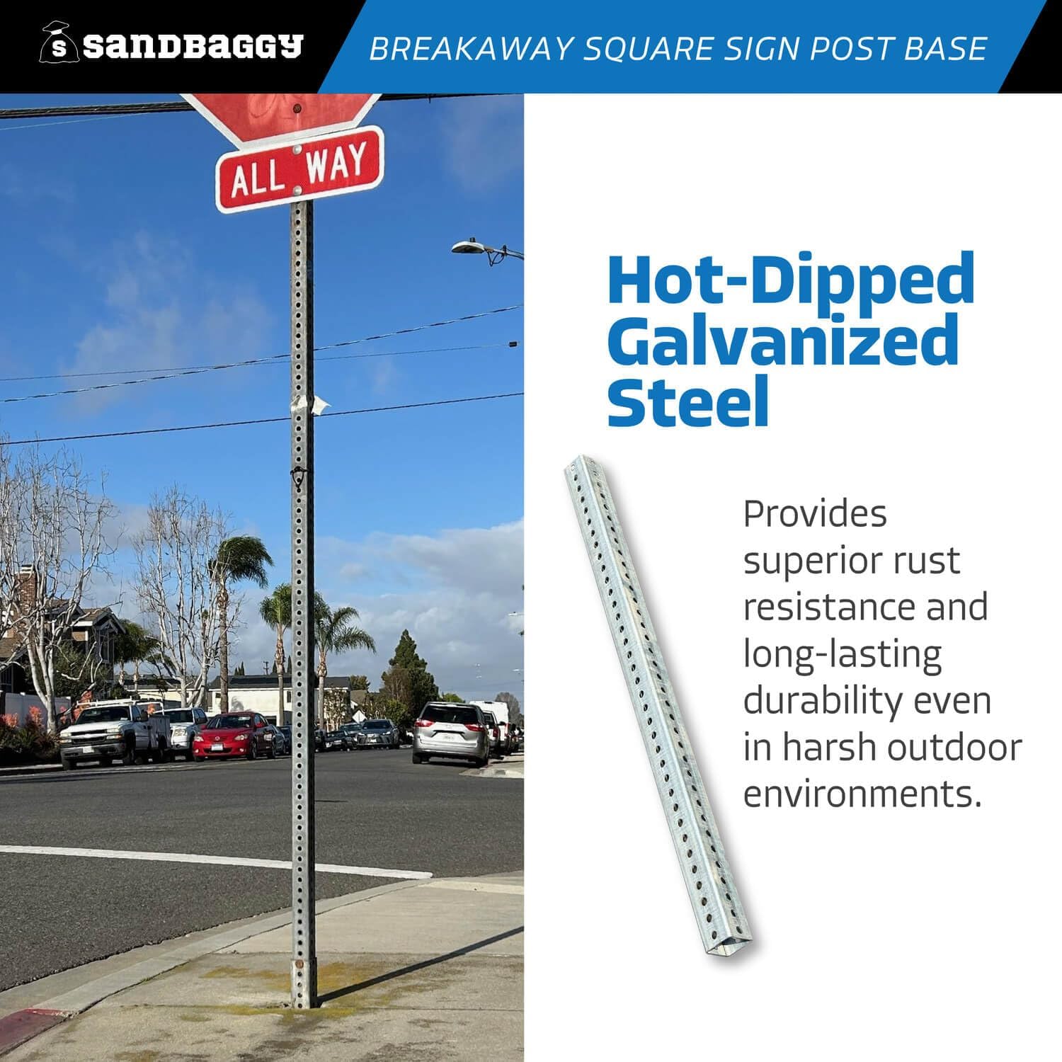 Sandbaggy 3 ft Breakaway Square Sign Post Base (Hot Dipped Galvanized) (2)