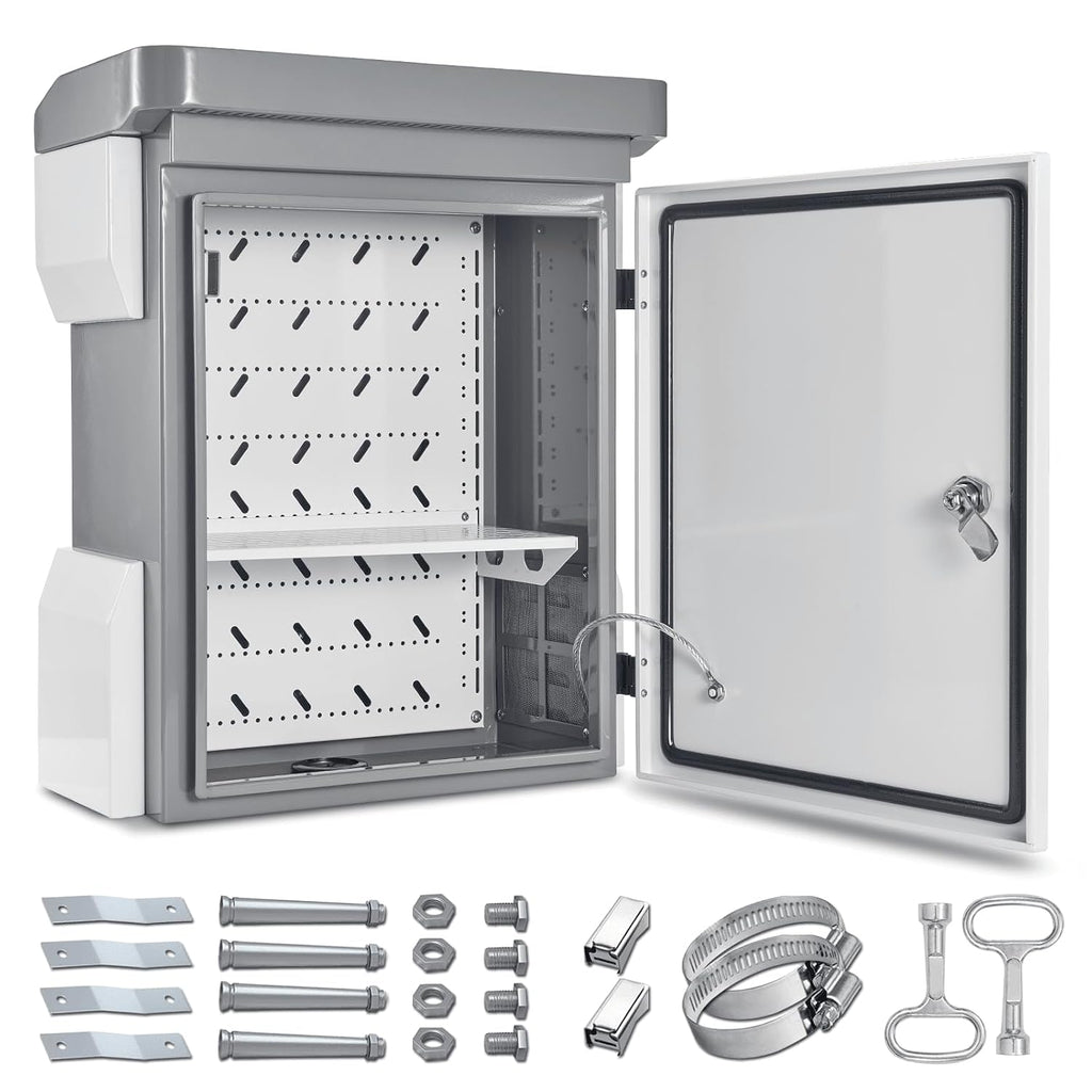Outdoor Electrical Box, Cold-Rolled Steel Plate, Aluminum Alloy Back Beam, One-Piece Ventilation Design, IP65 Waterproof, Wall/Pole Mounted (19.7' x 15' x 7.9')