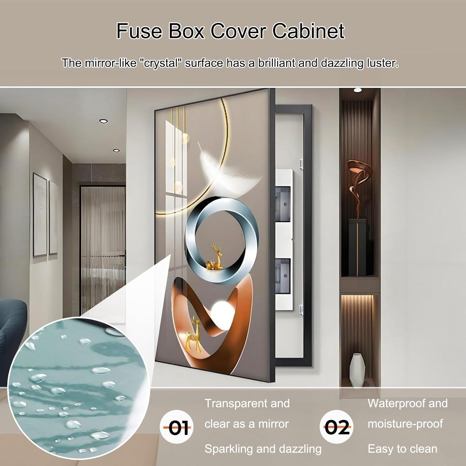 Fuse Box Cover Cabinet, Hide Electrical Panel Decoration, Cover Decorative Creative Switch Box Electric, Various Styles Available(Black1,60 * 80cm/23.6 * 31.5in)