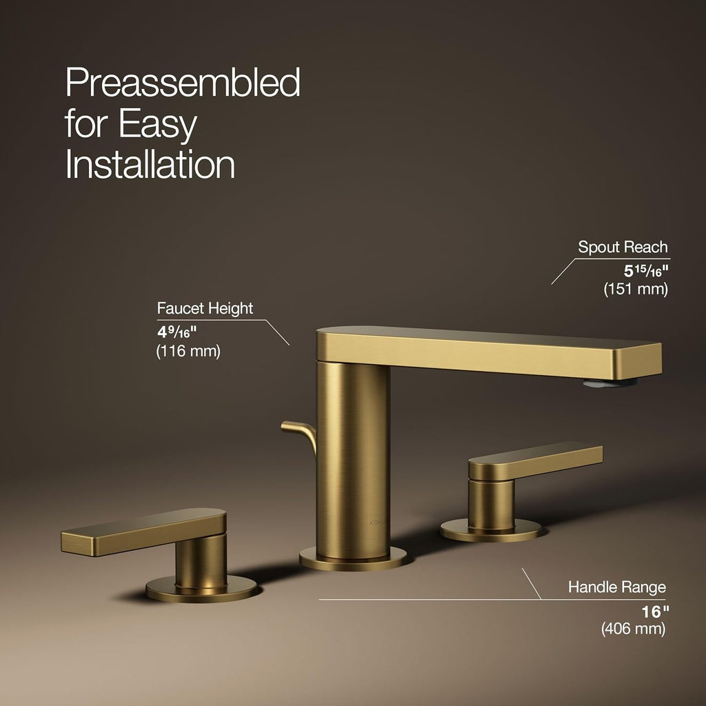 Kohler 73060-4-2MB Composed® Widespread Bathroom Sink Faucet with Lever Handles, 1.2 gpm, Vibrant Brushed Moderne Brass