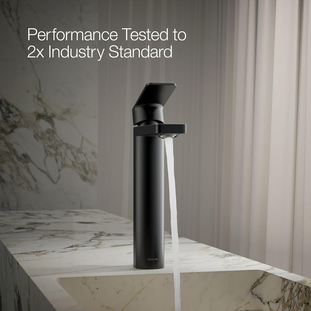 Kohler K-23475-4K-BL Parallel Tall Single Handle Bathroom Sink Faucet, 1.0 GPM, Matte Balck