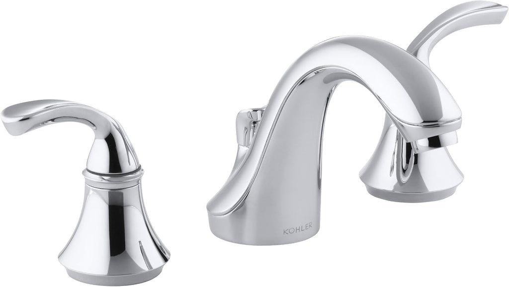 KOHLER K-10269-4-CP Forte Widespread Commercial Bathroom Sink Faucet with Sculpted Lever Handles, Metal Drain, Red/Blue Indexing and Vandal-Resistant Aerator, Polished Chrome