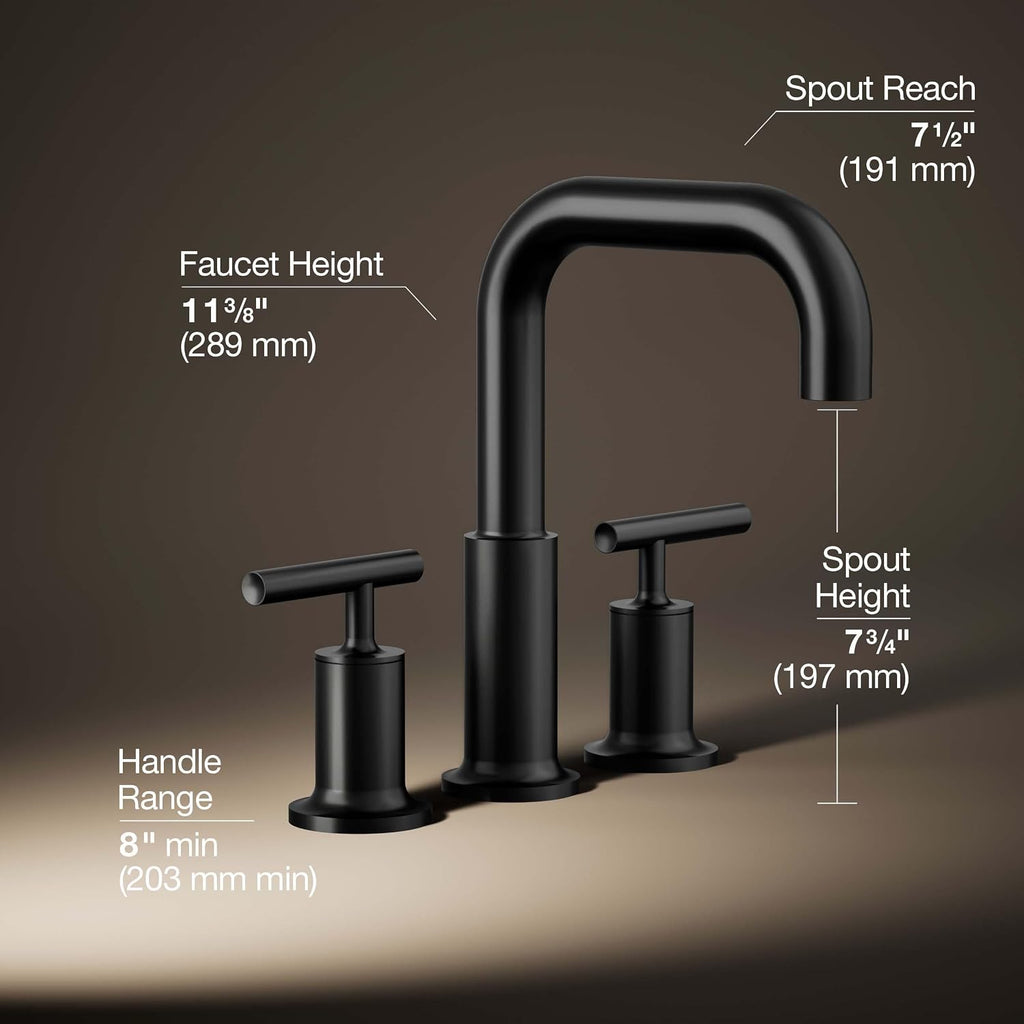 Kohler T14428-4-BL Purist Deck-Mount High-Flow Bath Faucet Trim with Lever Handles, Valve Not Included, Matte Black