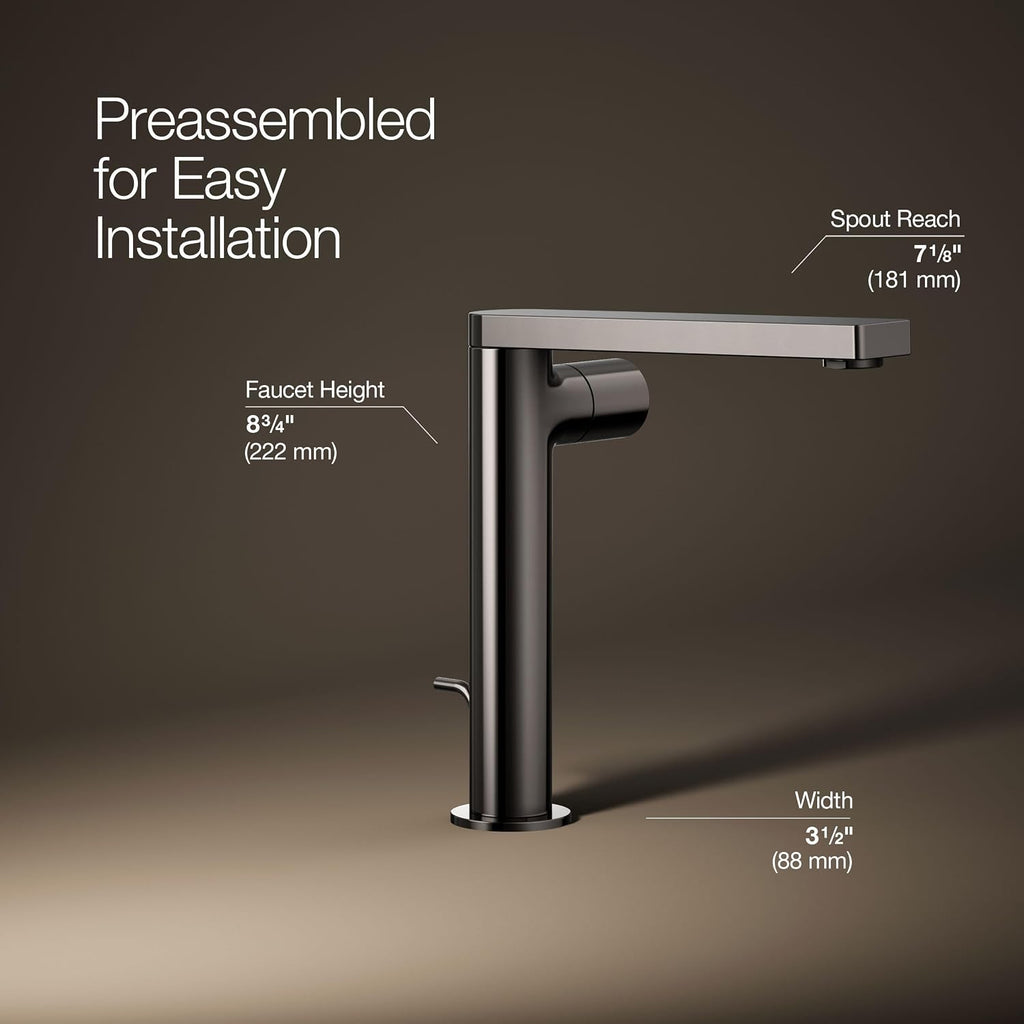 Kohler 73159-7-TT Composed® Tall Single-Handle Bathroom Sink Faucet with Cylindrical Handle, 1.2 gpm, Vibrant Titanium