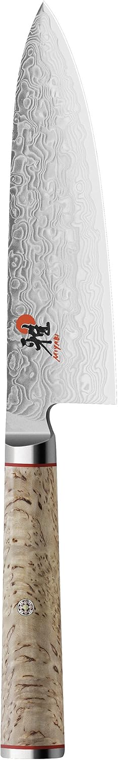 Miyabi Birchwood SG2 Japanese Chef's Knife, 6-inch, Designed for Smaller Hands, Lighter Feel, Chef's Kitchen Knife, Karelian Birch Handle, 100-layer flower Damascus pattern, Handcrafted in Seki, Japan