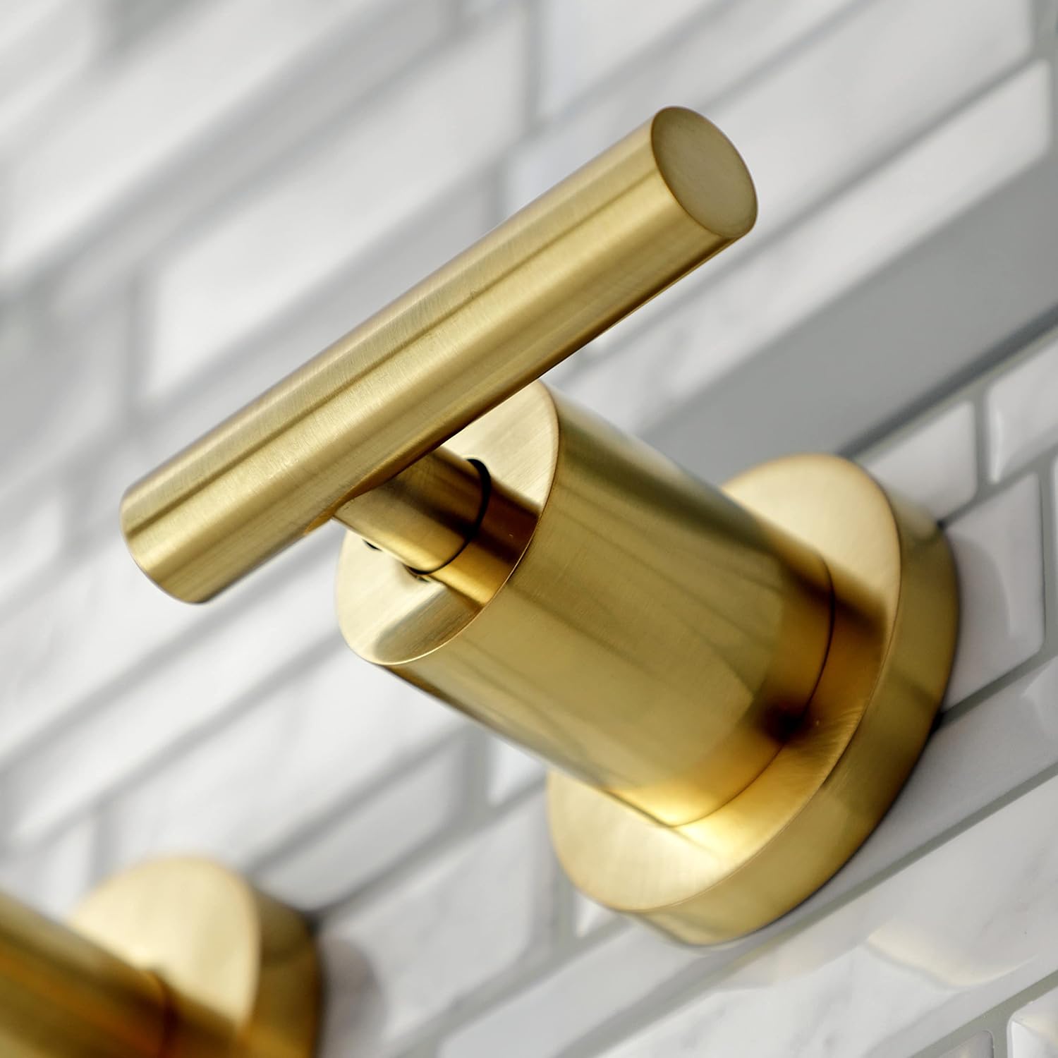 Kingston Brass KS8127CML Manhattan 2-Handle 8 in. Wall Mount Bathroom Faucet, Brushed Brass