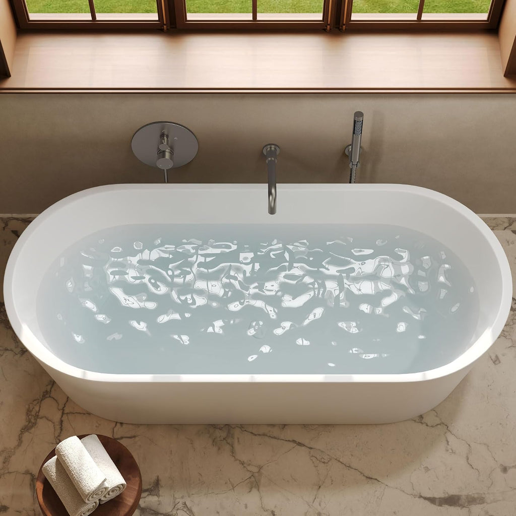 Brushed Nickel Wall Mount Bathtub Faucet with Handheld Shower, High Flow Tub Filler, Solid Brass Rough-in Valve Included, Single Handle Bathroom Fixture