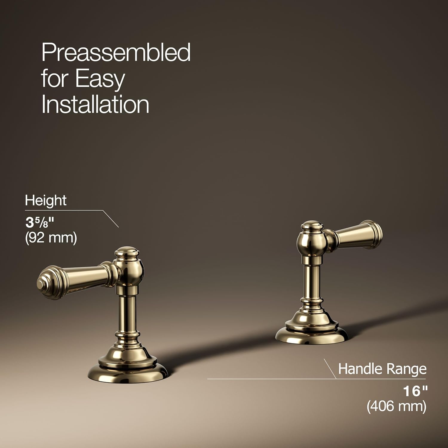 KOHLER 98068-4-AF Artifacts Lever Bathroom Sink Faucet Handles in Vibrant French Gold