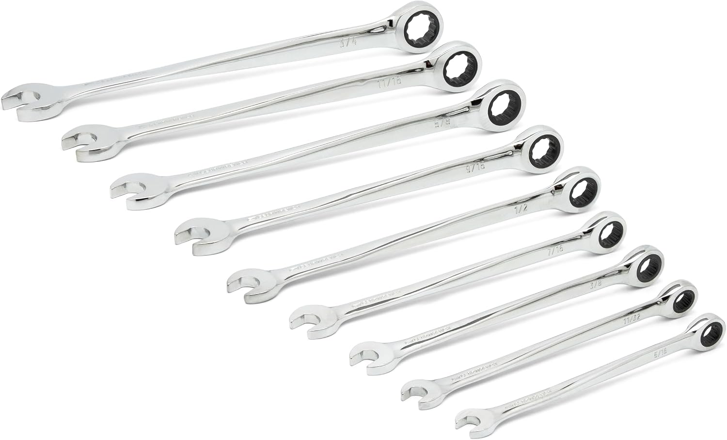 GEARWRENCH 9 Pc. 12 Point XL X-Beam Ratcheting Combination Wrench Set, SAE - 85898