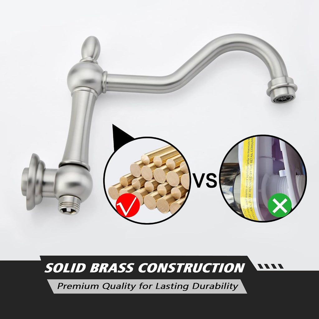 SUMERAIN Brushed Nickel Wall Mount Bathtub Faucet with Handheld Sprayer Traditional Tub Filler with Rough-in Valve