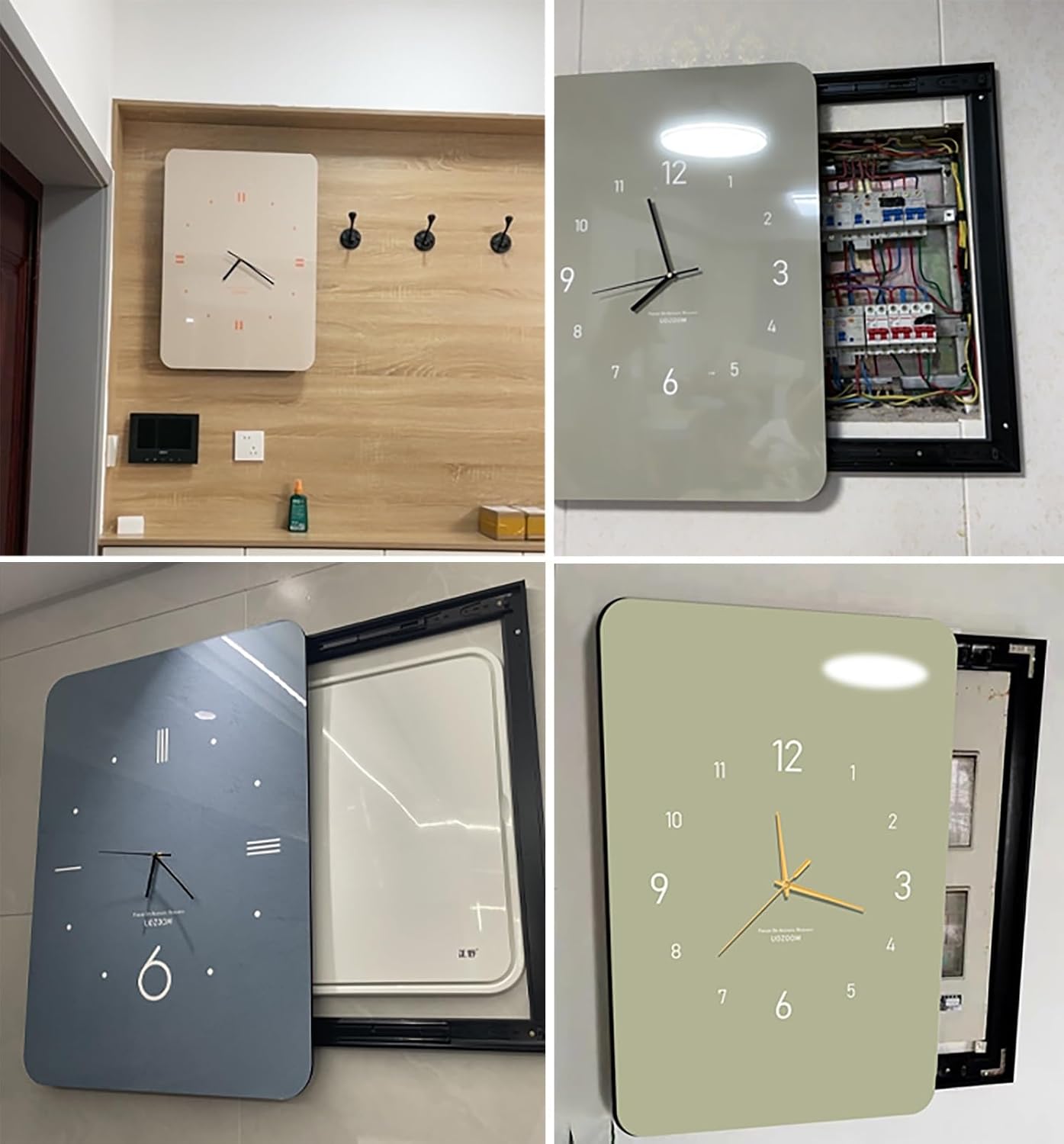Electrical Panel Cover Vertical Analog Clock Electrical Panel Cover, Stylish Breaker Box Cover for Office/Restaurant/Bedroom/Room Decor, Fuse Box Protective Cover(B,WXH-65 x 85CM-19.7x27.6)