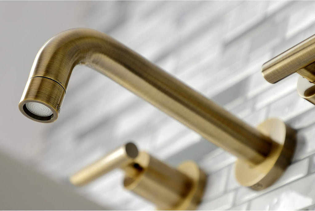 Kingston Brass KS8123CML Manhattan 2-Handle 8 in. Wall Mount Bathroom Faucet, Antique Brass
