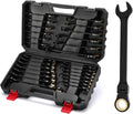 EMENTOL 26 Pieces Flex-Head Ratcheting Wrench Set, Heavy-Duty Combination Wrenches, Metric 6-22mm & SAE 1/4-7/8', 72 Teeth, CR-V Steel, with Organizer Box