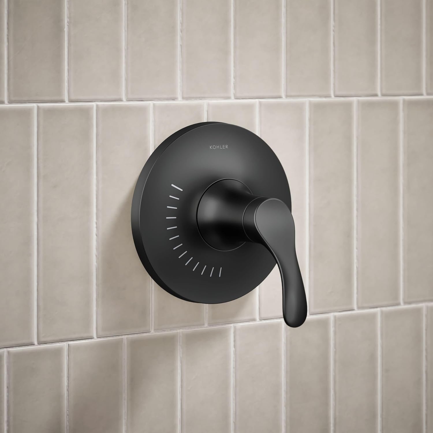 KOHLER TS27392-4G-BL Simplice Rite-Temp Shower Trim Set with Single-Function Showerhead 1.75 GPM, Includes Faceplace with Level Handle and Shower Arm and Flange, Matte Black
