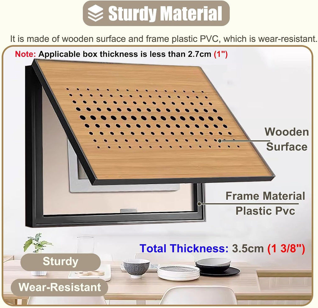Wood Electrical Panel Cover with Plastic Frame, Decorative Wall Circuit Breaker Box Cover Hollow, Inside Horizontal Meter Box Cover Panel Living Room(Deep Coffee,60x50cm(23 5/8x19 3/4in))