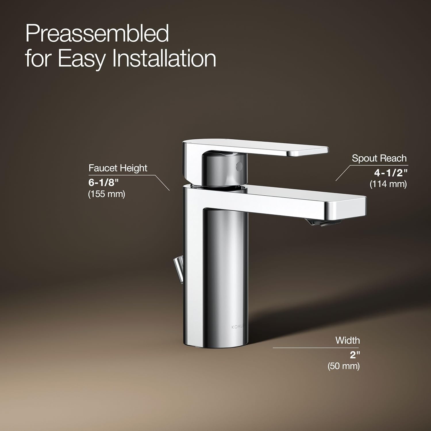 Kohler 23472-4K-CP Parallel Single-Handle 1.0 GPM Bathroom Sink Faucet, Polished Chrome