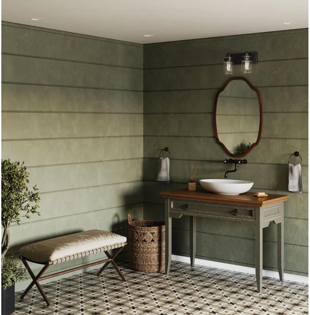 Progress Lighting P300046-020 Calhoun Collection Clear Glass Farmhouse Bath Vanity Light, 2-Light, Antique Bronze