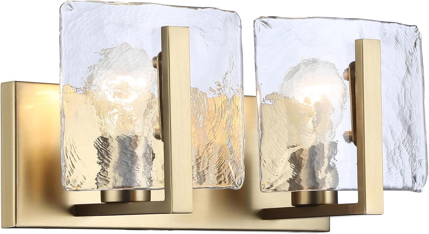 Golden Lighting Aenon BCB 2 Light Bath Vanity in Brushed Champagne Bronze with Hammered Water Glass Shade