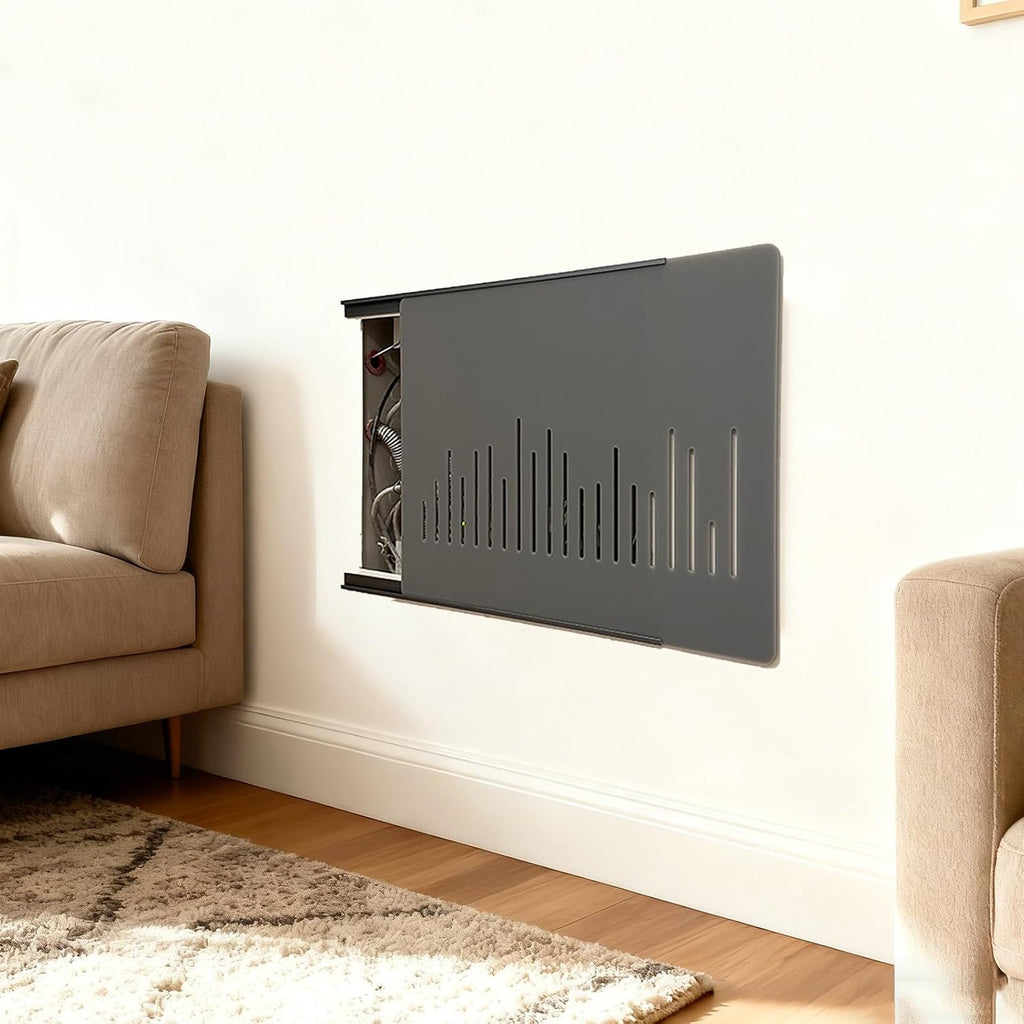 Electrical Panel Cover Solid Color Fuse Box Cover with Self Adhesive Rail, Slim Push Pull Electric Meter Box Covers, Wall Sliding Electrical Panel Cover Shield(Gray3,60 x 40cm-23.6 x 15.7)