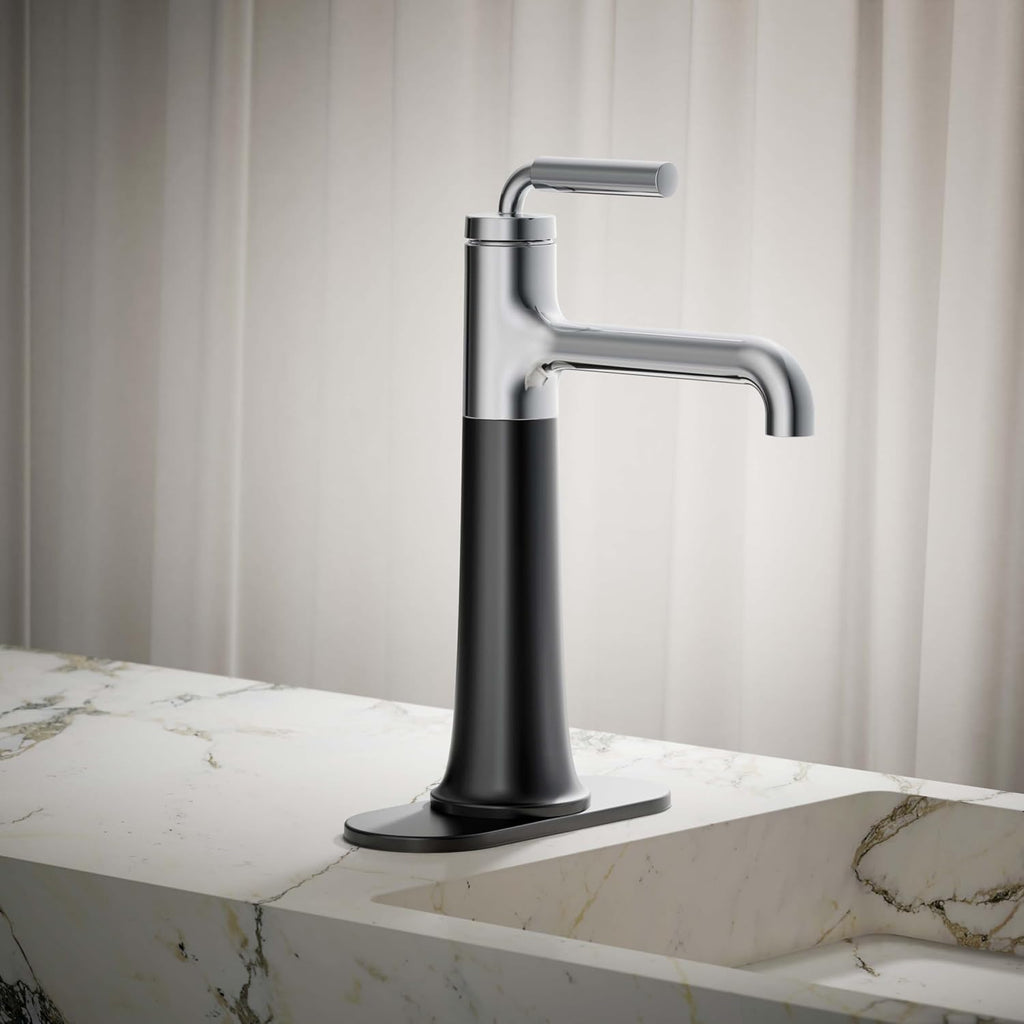 KOHLER 26437-4K-CBL Tone K-26437-4K-CBLTONE Tall Single Control Bathroom FCT, Polished Chrome with Matte Black