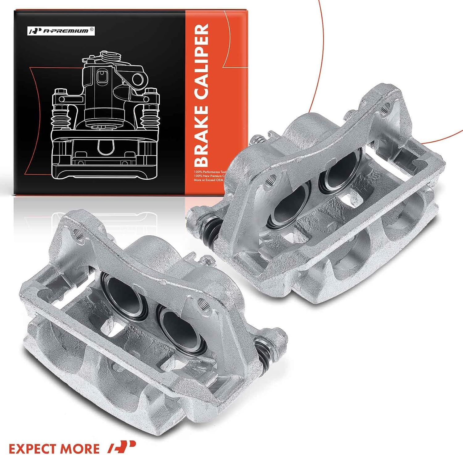 A-Premium Disc Brake Caliper Assembly with Bracket Compatible with Select Acura Models - MDX 2007-2013, ZDX 2010-2013 - Front Driver and Passenger Side, 2-PC Set