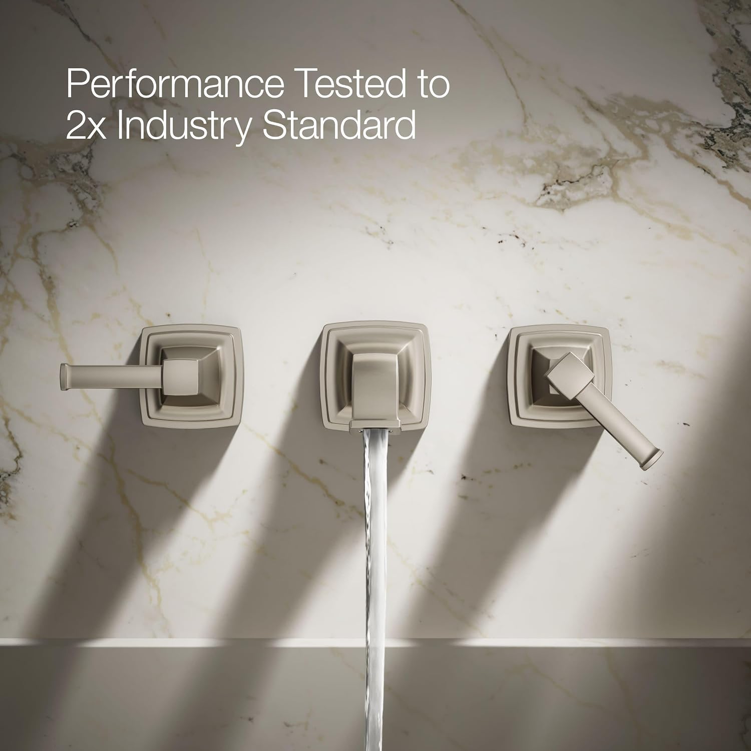 Kohler T26432-4-BN RIFF® Widespread wall-mount bathroom sink faucet trim, Vibrant Brushed Nickel