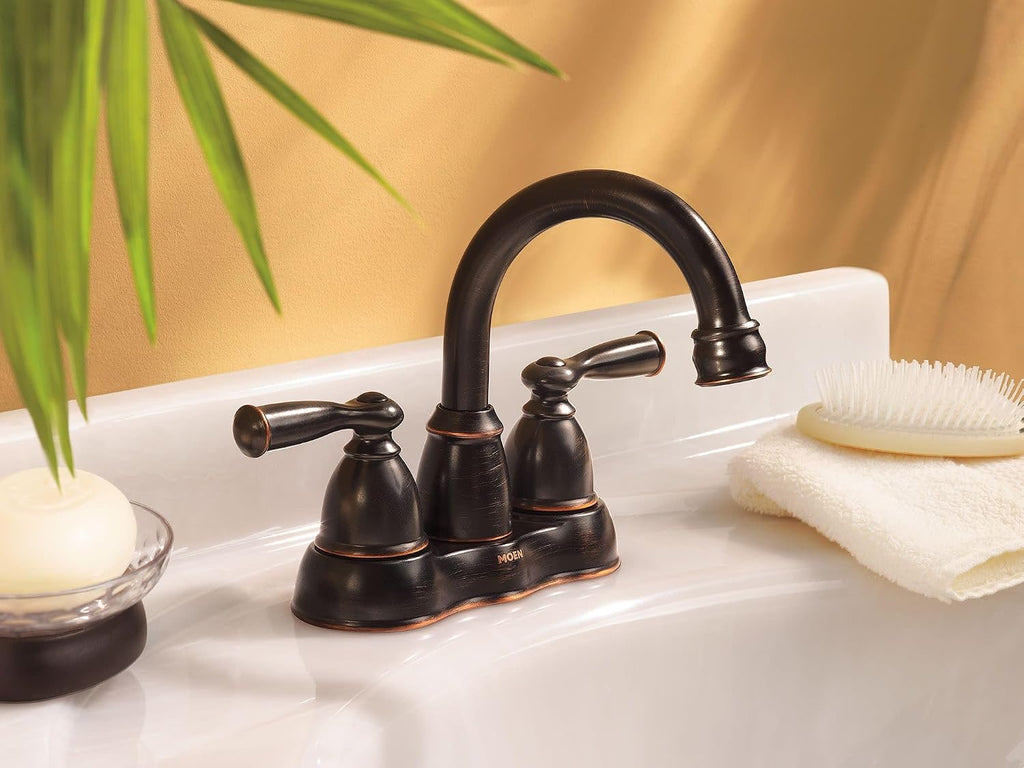 Moen WS84913BRB Two-Handle High Arc Bathroom Faucet, Mediterranean Bronze