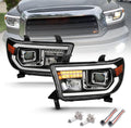 AmeriLite Replacement for 2007-2013 Toyota Tundra | 2008-2017 Sequoia Quad Projector w/High Power LED Tube & Signal Set - Passenger and Driver Side