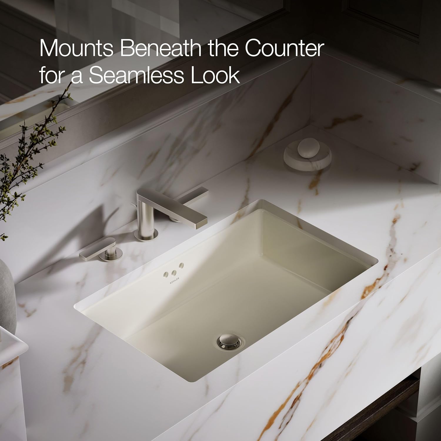 KOHLER K-2297-96 Kathryn Undercounter Bathroom Sink, Biscuit