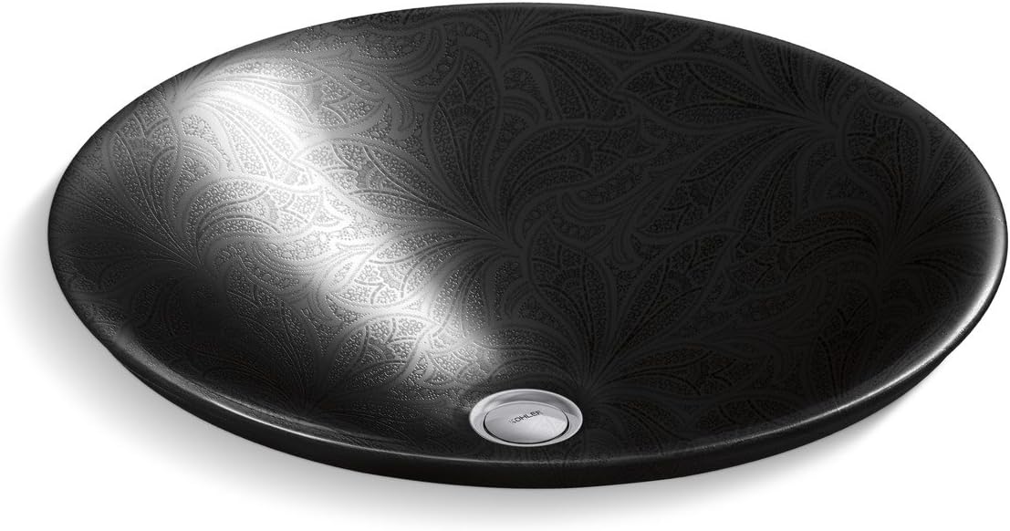 KOHLER K-75748-FP2-7 Sartorial Paisley Carillon, ARTIST EDITIONS Round Wading Pool Bathroom Sink, Paisley - Black Black