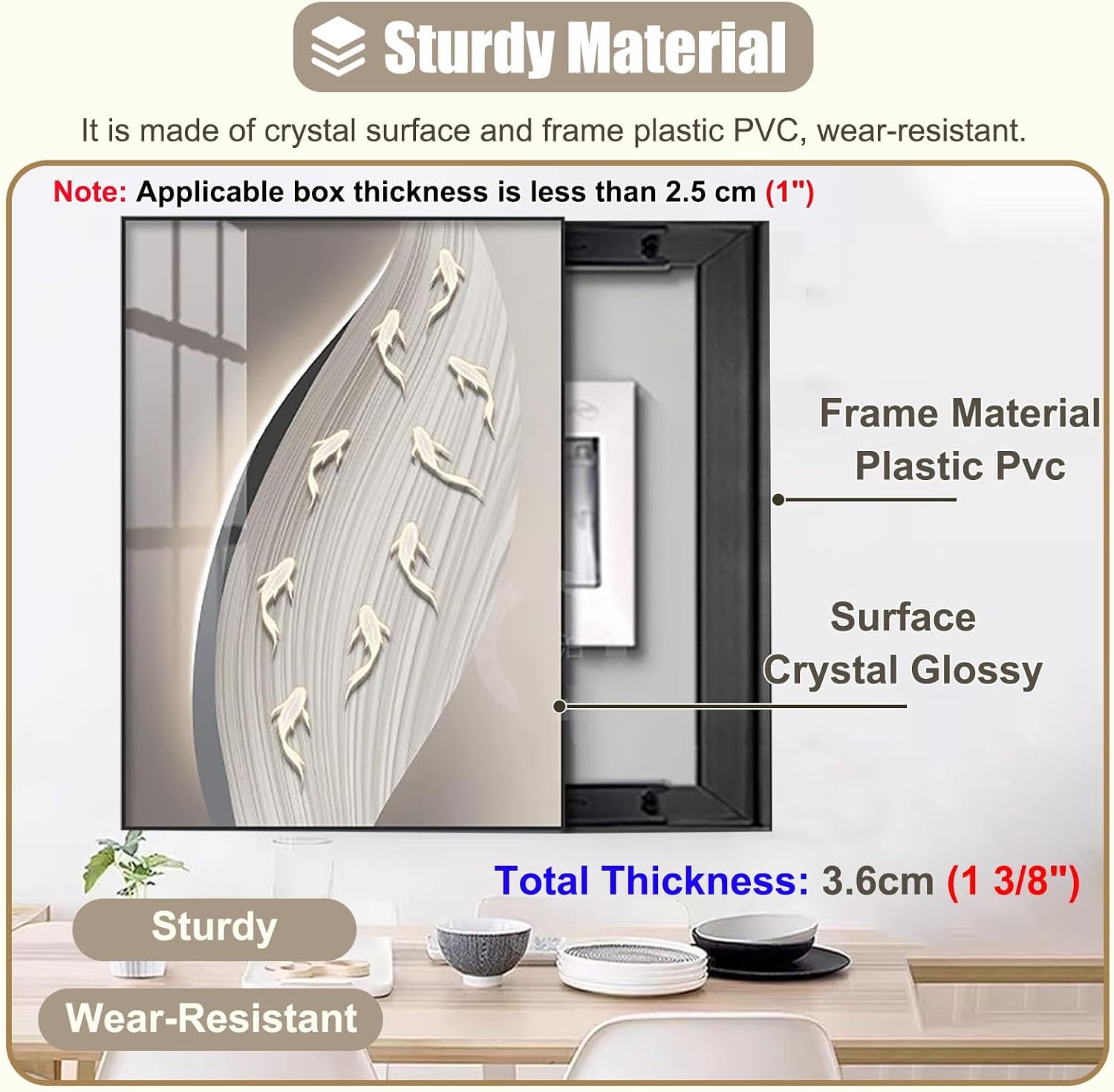 Vertical Breaker Box Decorative Cover for Circuit Box, PVC Electrical Panel Cover Plates for Decorate Fuse Box Cover, Kitchen Electricity Meter Cover(Deep Coffee,40x50cm(15 3/4x19 3/4in))
