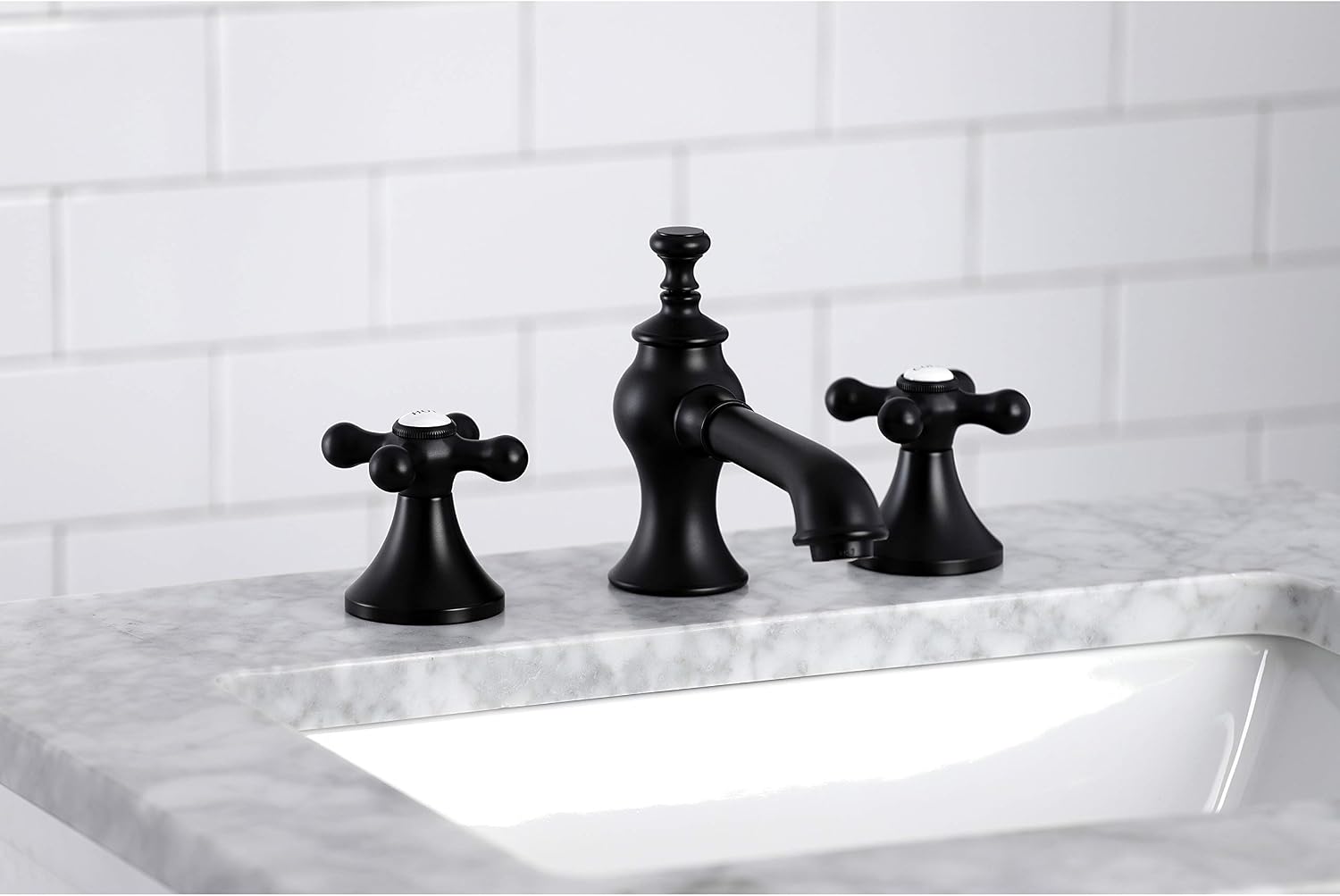Kingston Brass KC7060AX Vintage 8 in. Widespread Bathroom Faucet, Matte Black