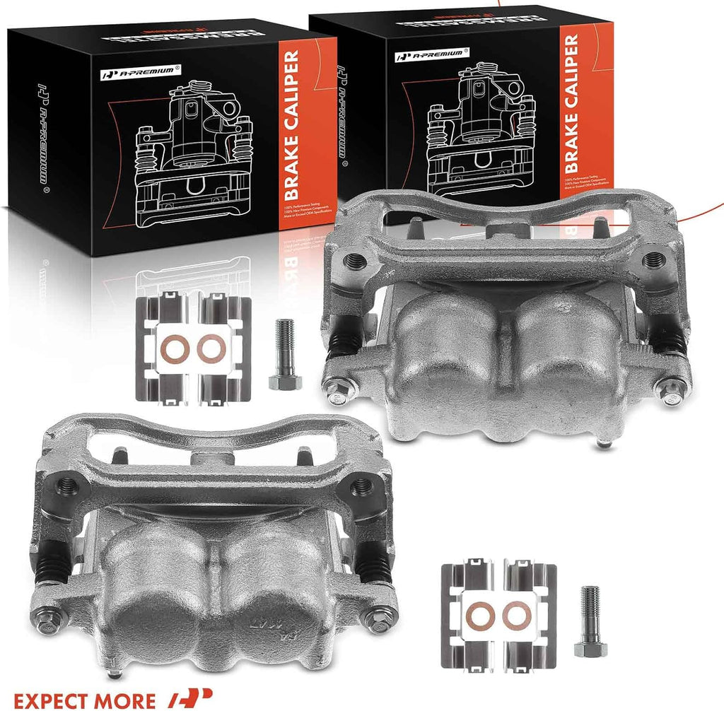 A-Premium Disc Brake Caliper Assembly with Bracket Compatible with Select Ford Models - For F-150 2009, Lobo 2009-2014, Pickup - Front Driver and Passenger, 2-PC Set