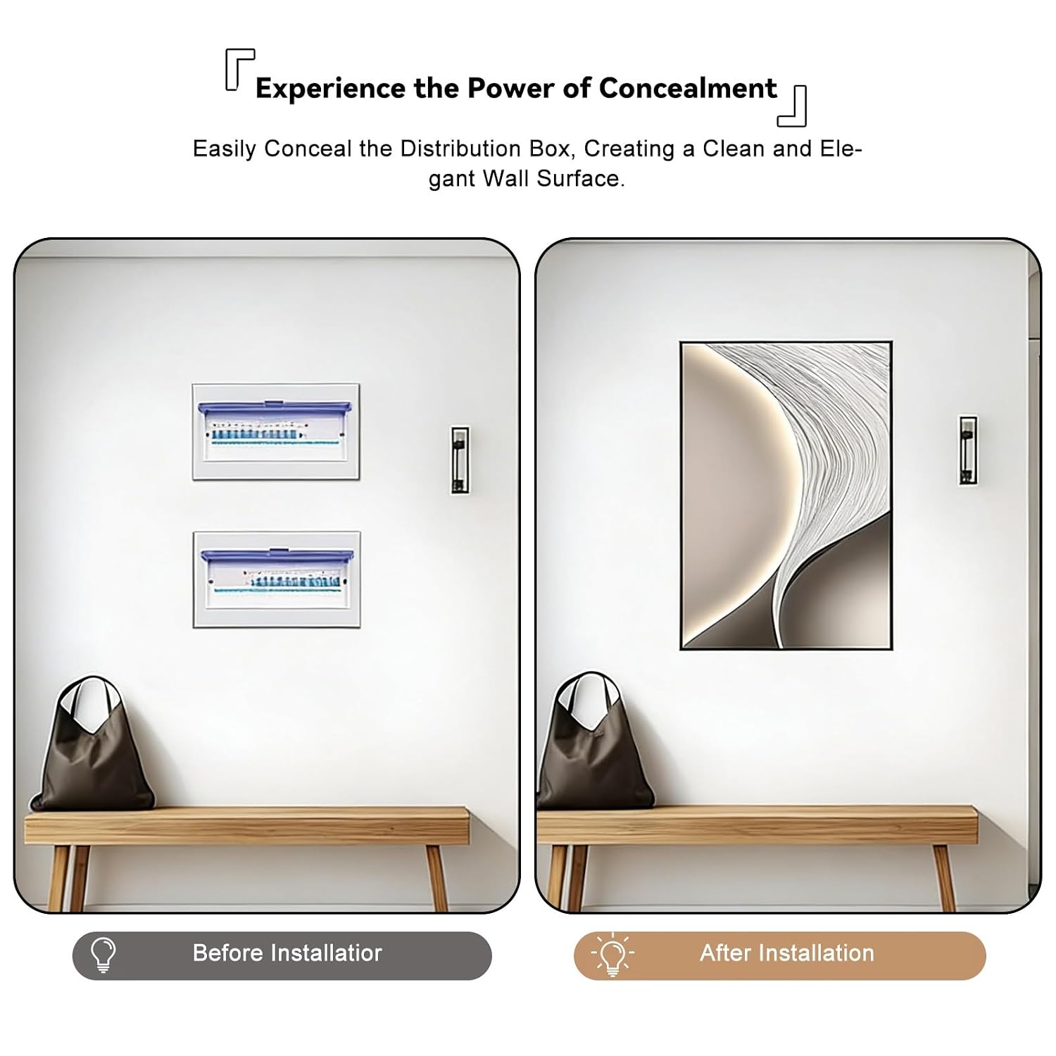 Decorative Breaker Box Cover Elegant Electrical Panel Fuse Box Cover Wall Decor 18 Patterns Available for Home Office Living Room(B,W17.7 x H35.4)