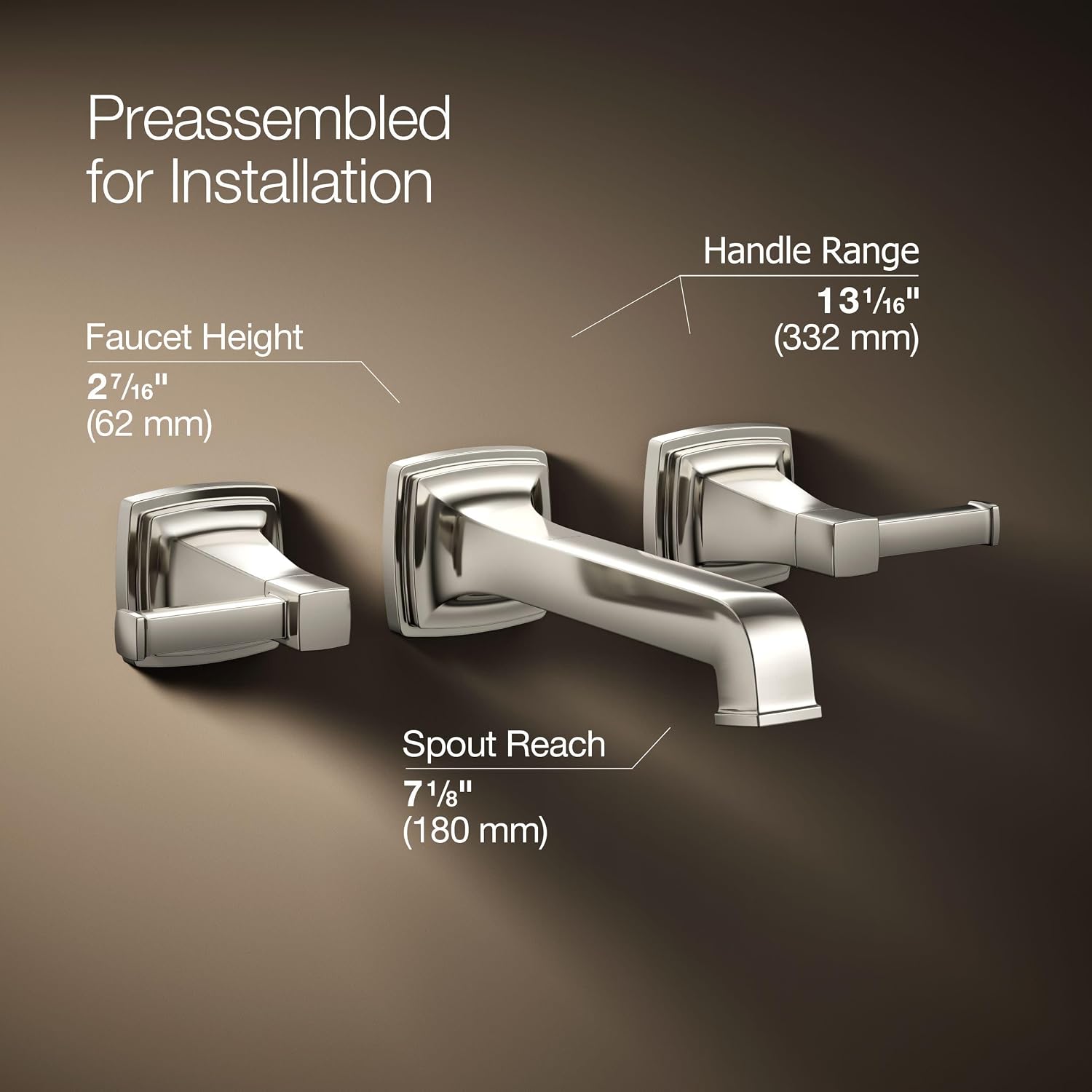 Kohler T26432-4-SN RIFF® Widespread wall-mount bathroom sink faucet trim, Vibrant Polished Nickel