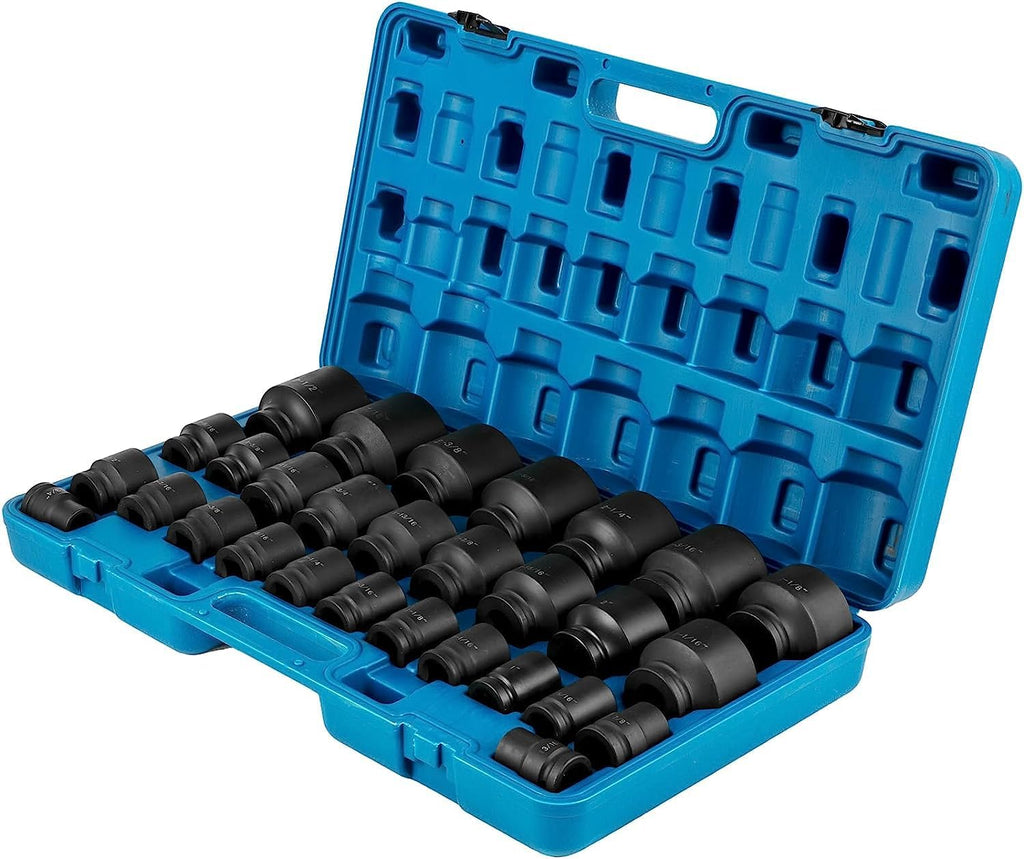 VEVOR Impact Socket Set 3/4 Inches 29 Piece & 1/2 Inches 19 Piece, 6-Point Deep Sockets, Rugged Construction