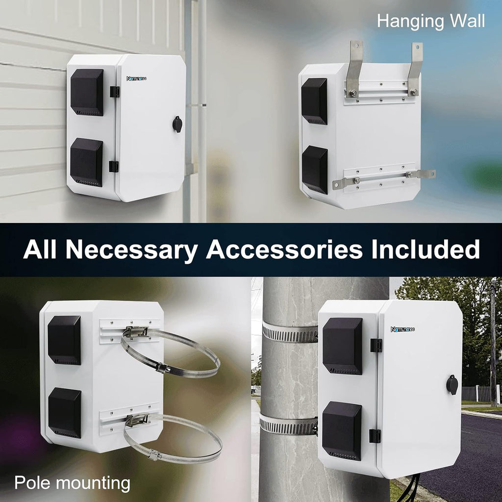 Outdoor Electrical Box, Cold-Rolled Steel Plate, Aluminum Alloy Back Beam, One-Piece Ventilation Design, IP65 Waterproof, Wall/Pole Mounted (15.7' x 11.8' x 7.9')