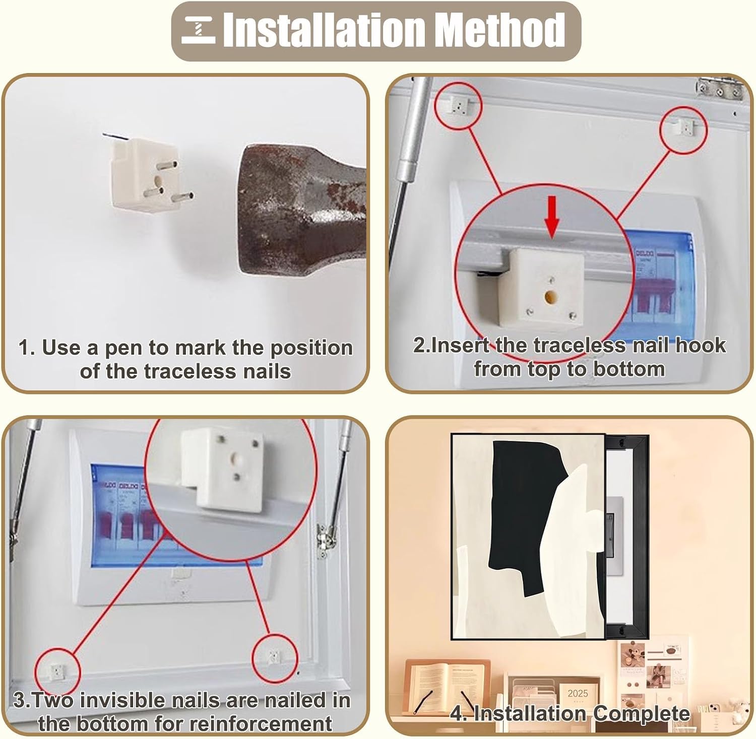 Wall Breaker Box Cover for Hide/Decorative Electrical Circuit Breaker, Plastic Electrical Junction Box Cover for Living Room/Laundry Room(F,45x55cm(17 3/4x21 5/8in))