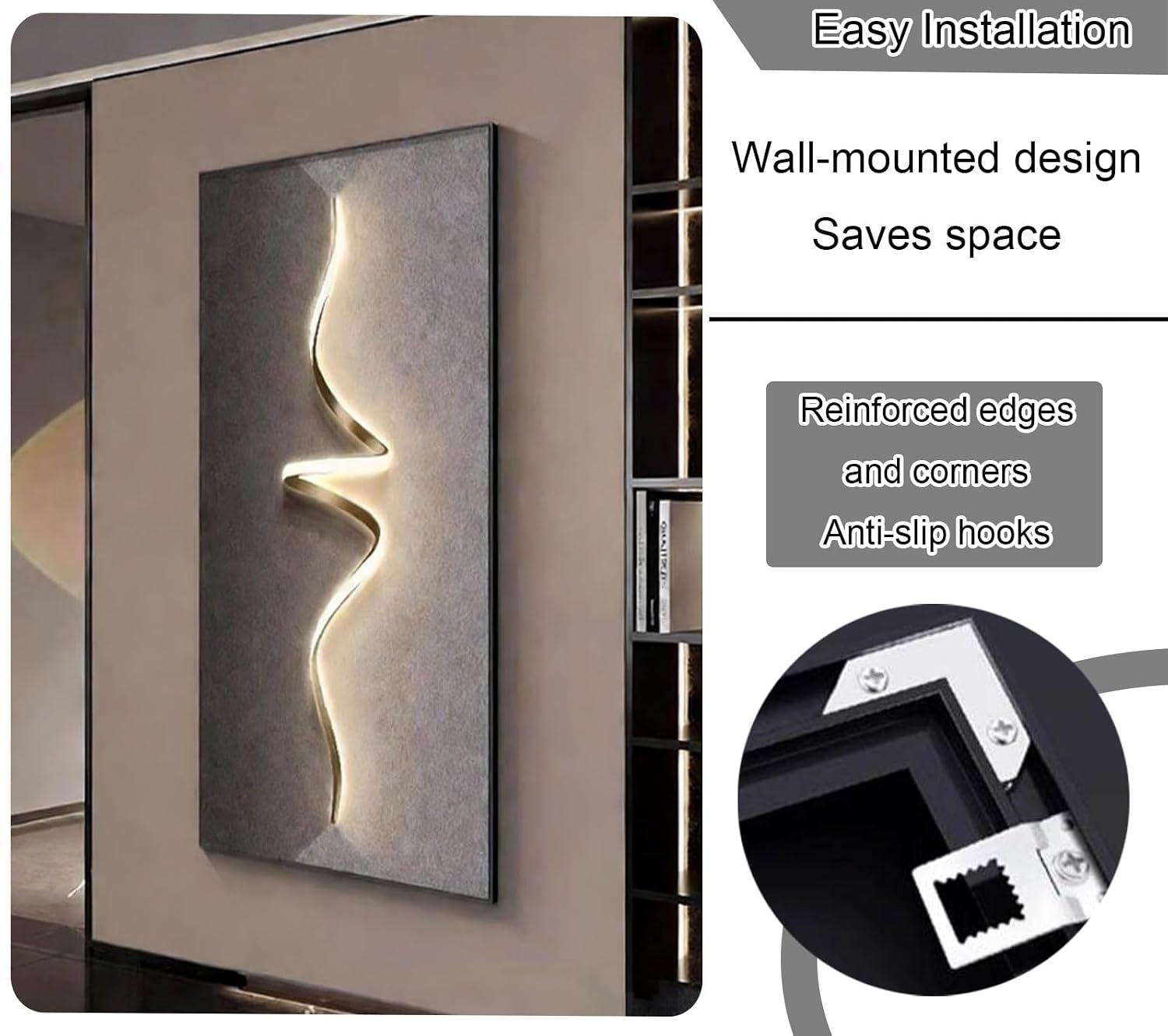 Electric Meter Box Decorative Painting, Wall Mounted Electrical Panel Cover, Fuse Box Covers, Flip or Sliding Design, Simple Install, Easy to Clean(Brown 4,45 * 90cm/17.7 * 35.4in)