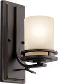 Kichler Hendrik 12' Wall Light Fixture in Olde Bronze with Umber Etched Glass, 1-Light Wall Lamp for Bedroom or Living Room, 5076OZ
