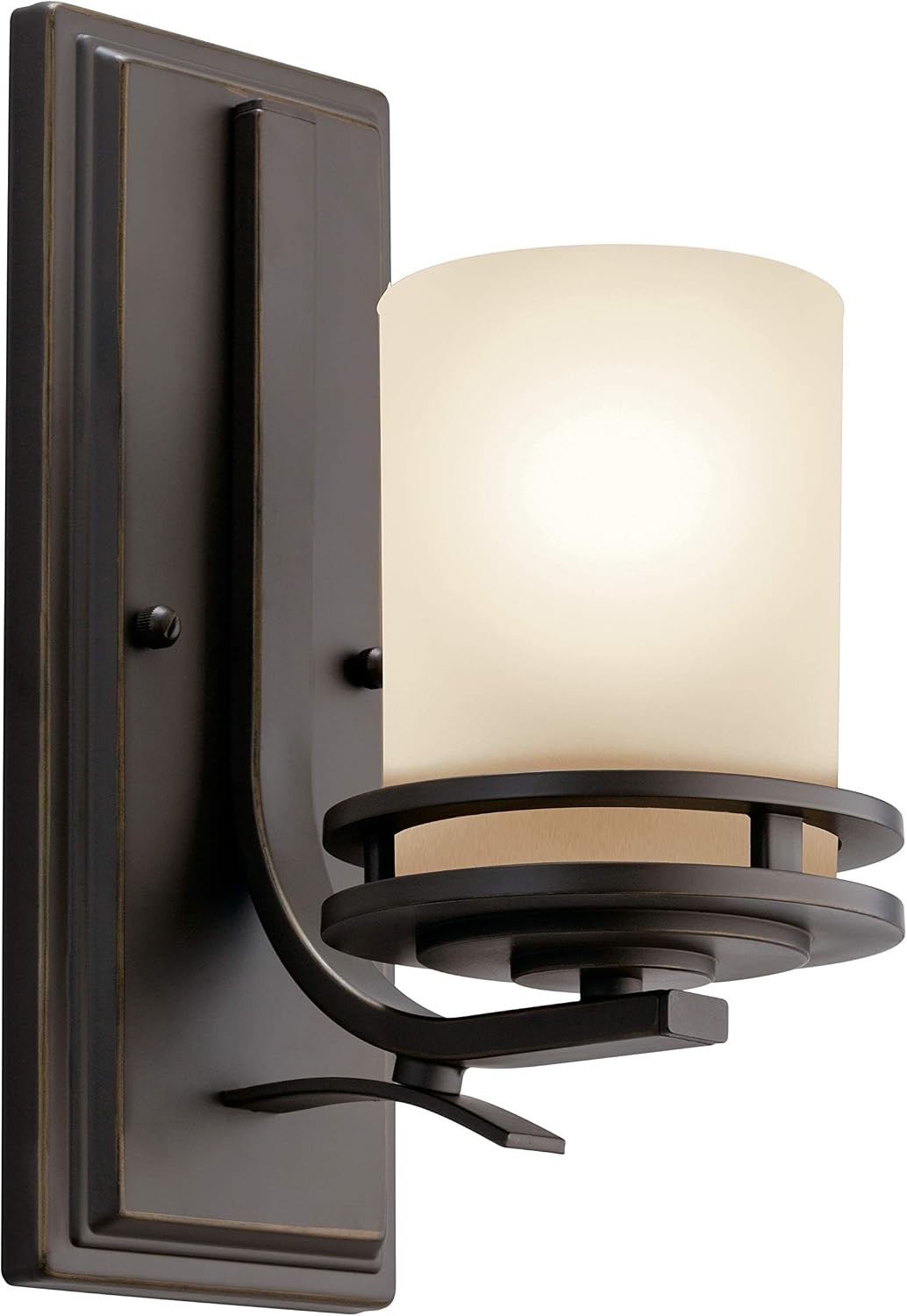 Kichler Hendrik 12' Wall Light Fixture in Olde Bronze with Umber Etched Glass, 1-Light Wall Lamp for Bedroom or Living Room, 5076OZ