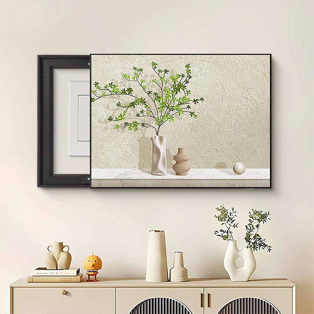 Hidden Electricity Meter Box Decorative Painting, Electrical Panel Cover for Home Decor, Breaker Box Pegboard Protection Cover, Crystal Film Surface(Black 3,60 * 45cm/23.6 * 17.7in)