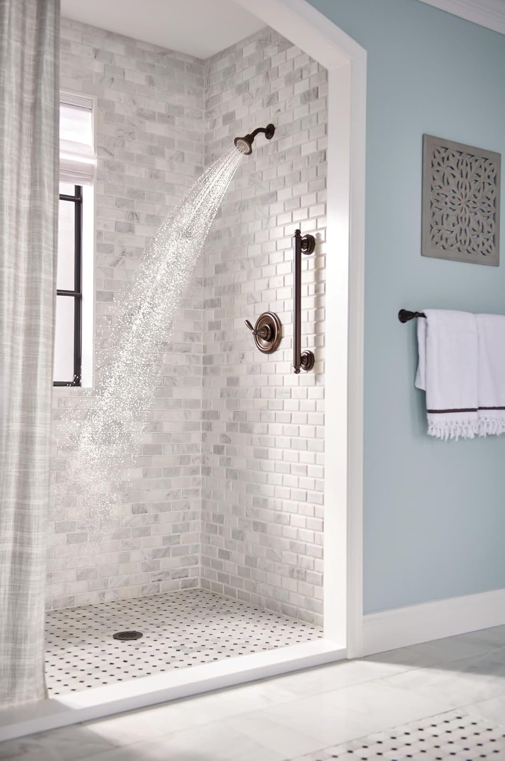 Moen Brantford Oil-Rubbed Bronze Posi-Temp Shower Trim Kit Featuring Showerhead and Shower Lever Handle, Valve Required, T2152EPORB