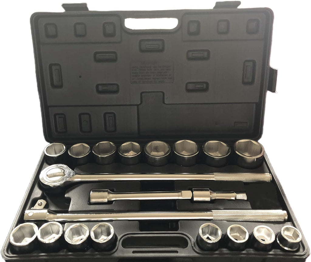 TONYNOL 21-Piece 3/4' Drive Socket Wrench Sets, 6-Point,SAE Size(7/8''-2'),CR-V Steel Sockets with Adapters and Ratchet Handle,Flex-head breaker bar