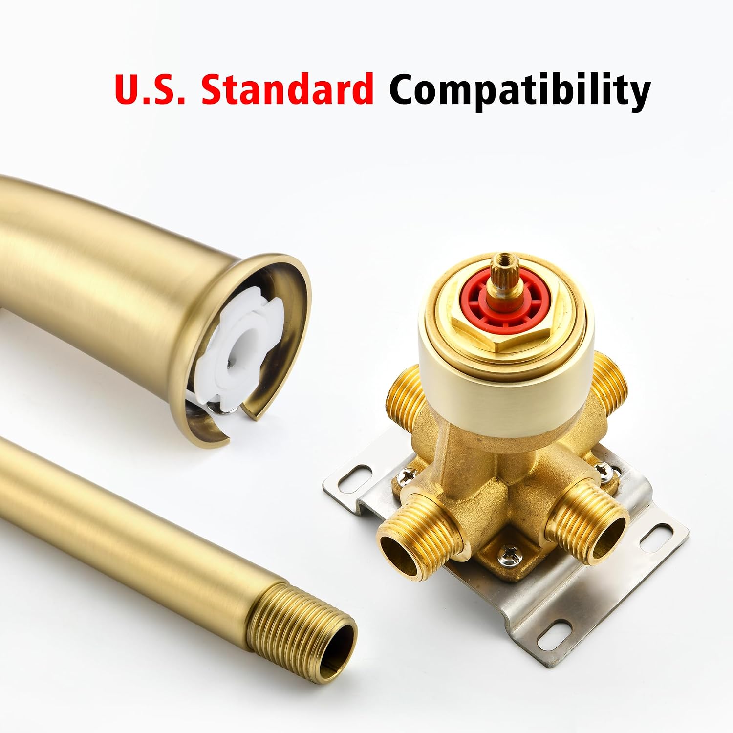 SUMERAIN Brushed Gold Shower System with 6-Spray Handheld Filtered Shower Head, Shower Faucet Set with High Flow Tub Spout