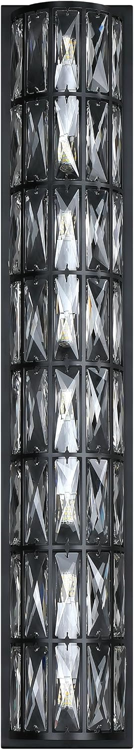 8 Light Modern Polyhedral Crystal Shade Wall Sconce Light Fixtures,Black Finish for Bathroom,Bedroom Living Room Bedside E12 Base 2 Pack