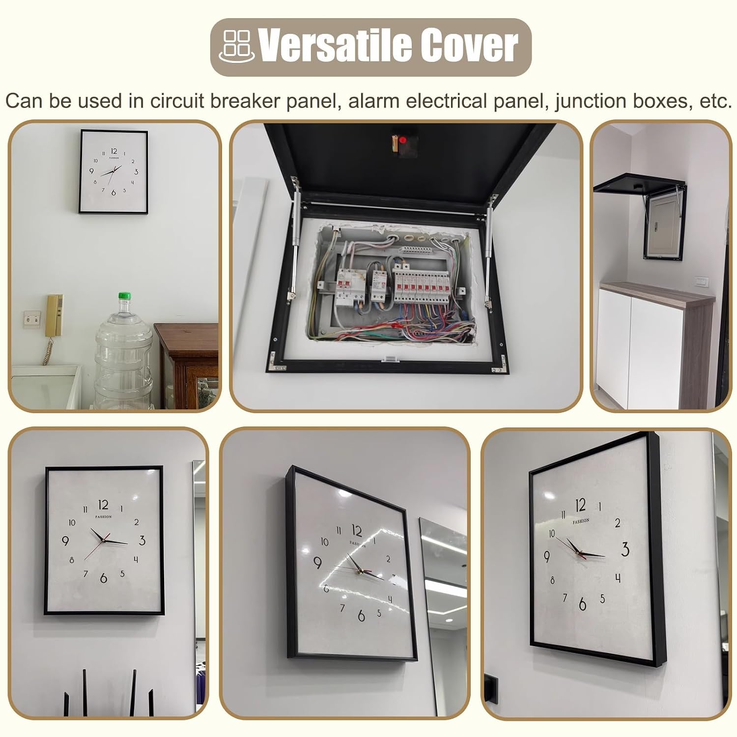 Wall-Mounted Kitchen Breaker Box Cover, Durable Veal Electric Panel Plate for Home & Office, Farmhouse Style Meter Box Cover (Light Brown, 40x60cm / 15.8x23.6)